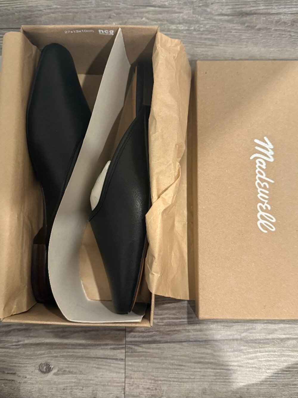 Madewell Square-Toe Mule True Black Leather Size 8 NWT - Picture 2 of 3